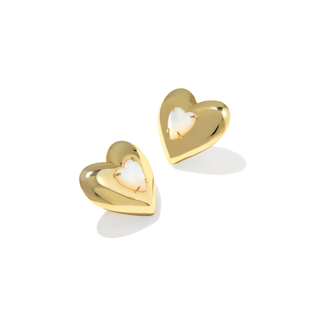 Kendra Scott Gold And Cream Heart Earrings 72$